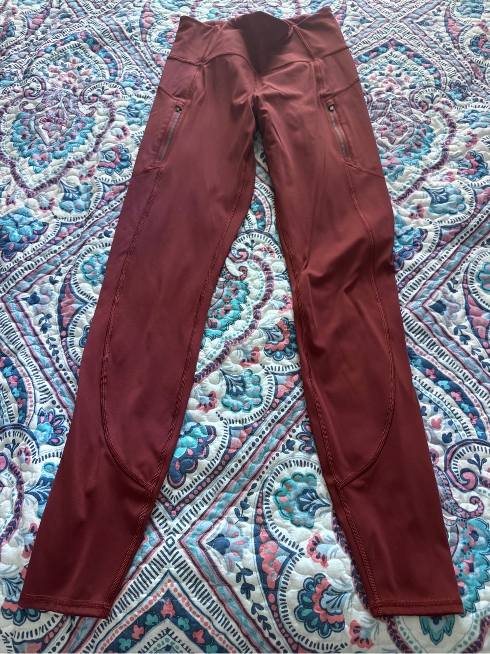 Athleta Rainier Tight in Rustic/Burnt Orange Color-Small Tall